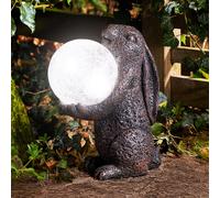 Marco Paul 30cm Bronze Solar Powered Rabbit Ornament with Crystal Ball Marco Paul Bronze