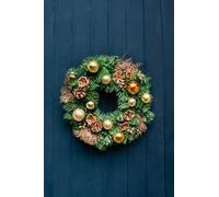 Marco Paul Interiors Artificial hanging wreath Christmas decorations Xmas Christmas Wreath Door Wreath Autumn Wreath Pinecones Christmas Baubles Wreath (30cm Gold)