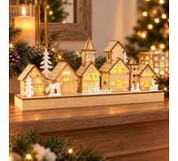Marco Paul 30cm LED Christmas Village Scene Christmas Window Decorations | Pre-Lit House Ornament, Battery-Operated, Festive Home Decoration, Free Standing Mantel Display