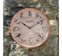 Marco Paul 30cm Multicoloured Bird Design Garden Clock in Beige Marco Paul Beige