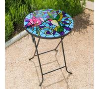 Marco Paul 30cm Multicoloured Glass Round Handpainted Hummingbird Table Marco Paul Multicolor