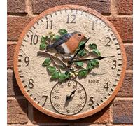 Marco Paul 30cm Multicoloured Robin Wall Clock & Thermometer in Beige Marco Paul Beige