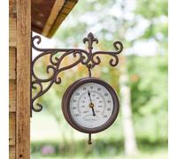 Marco Paul 32cm Brown Station Clock & Thermometer for Outdoors & Indoors Marco Paul Brown