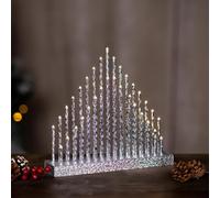 Marco Paul 33 Sparkle LED Candle Bridge Arch Tower - Mains Operated Modern Silver Pipe LED Xmas Candles - Christmas Decorations Candlebridge for Window Table Home Decor
