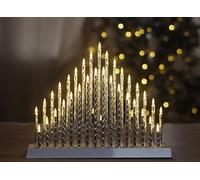 Marco Paul 33 White LED Candle Bridge Arch Tower - Mains Operated Modern Silver Pipe LED Xmas Candles - Christmas Decorations Candlebridge for Window Table Home Decor