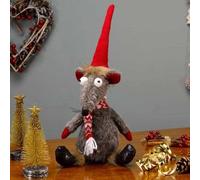 Marco Paul 33cm Remi Rat Novelty Plush Christmas Decorations Indoor Rat Home Ornaments Freestanding Animal Figurine Furry Fabric Statue Xmas Decorations Home Decor