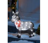 Marco Paul 34cm Light Up Donkey LED Christmas Decoration Battery Operated Ornament with Auto Timer Nativity Xmas Animal Indoor Outdoor Large Seasonal Holiday Decor