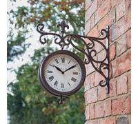Marco Paul 35cm Brown Station Clock & Thermometer for Outdoors & Indoors Marco Paul Brown