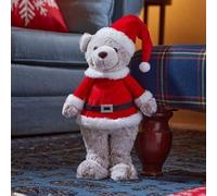 Marco Paul 35cm Teddy Bear Santa Christmas Decoration - Freestanding Large Plush Bear Ornament in Santa Suit - Christmas Ornament for Xmas Home Decoration, Living Room Decor, Entryway & Gifting