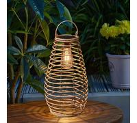 Marco Paul 38cm Brown Rattan Solar Powered Garden Lantern in Beige Marco Paul Beige