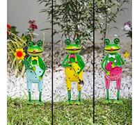 Marco Paul 38cm Green Metal Frog Garden Stakes Marco Paul Multicolor