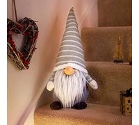 Marco Paul 38cm Grey Standing Christmas Gonk - Super Soft Nordic Plush Gnome Ornament - Furry Santa Figure for Indoor Xmas Décor, Fireplace, Table & Festive Home Display Decoration