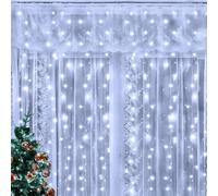 Marco Paul 300 Cool White LED String Curtain Lights Fairy USB Hanging Net Lighting Christmas Waterfall Hanging Plug in String Lights Waterproof Window Lights Oudoor Indoor Icicle