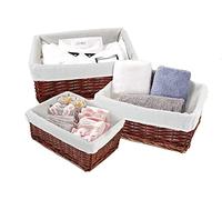 Marco Paul 3pc Brown Plastic Wicker Storage Basket Set With Cloth Liners Set Of 3 Home Baskets Plastic Wicker Storage Baskets Make Your Own Hamper Wicker Baskets For Hampers Storage Box