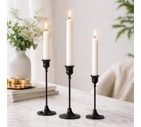 Marco Paul 3Pc Dinner Candle Holder Wit Candles Set - Black