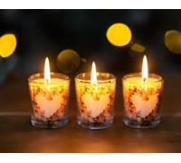 Marco Paul 3pc Heart Design Scented Candles Glass Pots Spiced Apple and Cinnamon Scent Festive Fragrance Home Decor Gift Xmas Decoration Light Display Centrepiece Scent Christmas Candle Long Burning