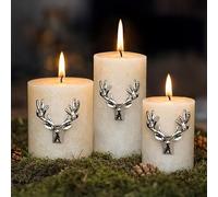 Marco Paul Candle Pins Stag Ornaments - Silver Reindeer Antler Christmas Decorations, Hard-Wearing Metal 3-Pack - Rustic Table Home Decor, Wedding, Good Wedding Gift. (Candle not Included)