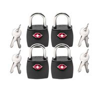Marco Paul 4 Pack 20mm TSA Approved Luggage Locks with Keys - Black Heavy Duty Travel Sentry Suitcase Padlocks - Small Zinc Alloy Travel Locks for Suitcases, Backpacks & Gym Lockers