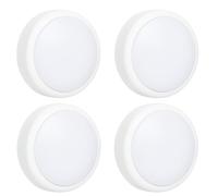 Marco Paul 4 Pack LED Battery Operated Push Lights - Press Switch Lamps for Cupboards, Wardrobes, Stairs and Dark Corners - Easy to Install Stick On Lights for Multi-Room Portable Indoor Lighting