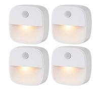 Marco Paul 4 Pack LED Motion Sensor Lights - Set of Wireless Night Lights with 2 Bright Bulbs Each, 50 Lumens, Auto On/Off Battery Powered ABS - Stick-On or Hang for Bedrooms, Wardrobes and Staircases