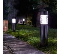 Marco Paul 4 Pack of Silver Stainless Steel & Glass Wave Effect Solar Stake Lights 56cm Marco Paul Silver