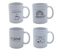 Marco Paul 4 Pcs Coffee Mug Set - Premium Ceramic White Motivational Mugs 300ml - Mug Sets for Novelty Gifts, Christmas Secret Santa Gifts Novelty Funny Gifts for Friends & Coworkers