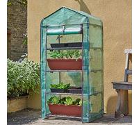 Marco Paul 4 Tier Mini Compact Greenhouse for Small Garden with 4 Shelves in Green Marco Paul Green