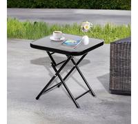 Marco Paul 40cm Black Glass Side Table Garden Furniture For Indoors And Outdoor Furniture Camping Tables That Fold Up Ideal Folding Garden Tables Small For Yard Lawn Bistro Patio