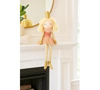 Marco Paul 42cm Fairy Princess Plush Ornament Freestanding Pink Girls Bedroom Décor with Dangling Legs Kids Room Shelf Sitter Birthday Gift