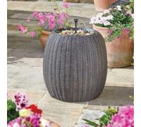 Marco Paul 43cm Grey Rattan Bowl with Pebbles Solar Water Fountain Marco Paul Grey
