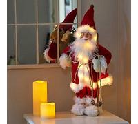 Marco Paul 45cm Red Santa Claus Christmas Decorations - In-lit Battery Operated Soft Plush Standing Santa Figure LED Lights Festive Ornament - Xmas Decoration Indoor Light Up Decoration