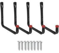 Marco Paul 4pc Black Hooks for Hanging Heavy Duty Large Hook Set for Garage Storage and Tool Storage Durable Wall Mounted Ladder Hooks for Indoors and Outdoors Wall Hook