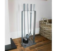 Marco Paul 4pc Contemporary Silver Fireside Tool Set Marco Paul Silver