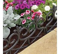 Marco Paul 4pc Decorative Garden Edging Plastic Scroll Fence Panels Flower Border in Black Marco Paul Black