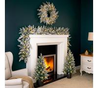 Marco Paul 4pc Luxury Frosted Pre-Lit Christmas Set in Green | Size: 4 Pack Marco Paul Green 4 Pack