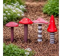 Marco Paul 4Pc Mushroom Fairy Garden Ornaments - Red