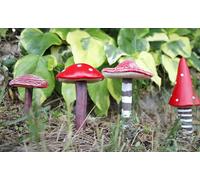 Marco Paul 4pc Toadstool Miniature Garden Ornaments Set in Red Marco Paul Red