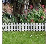 Marco Paul 4pc White Picket Fence Panels Decorative Plastic Garden Edging Flower Border 40x30cm | Size: 40x30 cm Marco Paul White 40x30 cm