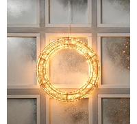 Marco Paul 50cm Light Up Christmas Wreath - Metal Rattan Style Frame with 1200 Warm White LEDs - Modern Festive Decoration for Front Door, Window or Indoor Christmas Décor and Winter Wreath Display