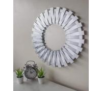 Marco Paul 50cm Shabby Chic Silver Round Wall Mirror Set Vintage Wall Mounted Mirror Hanging Bathroom Mirror for Wall Decor Hallways Stairs Living Rooms Home Decoration Bedroom Decor