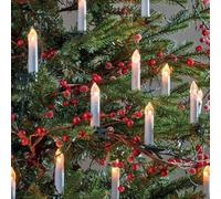 Marco Paul 50pc LED Christmas Tree Candle String Lights Mains Powered Flickering Warm White Lights with Auto Timer 12m Light Up Xmas Decoration for Trees Garlands & Home Displays
