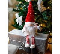 Marco Paul Christmas 59cm Sitting Red Glam Gonk Sparkle Furry Fabric Soft Touch Plush Festive Indoor Ornament Novelty Nordic Xmas Home Decoration Winter Santa Figure Home Decorations