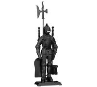 Marco Paul 5pc Knight Fireside Companion Set Heavy Duty Steel Companion Sets For Log Burners Fireplaces Hard Wearing Black Fire Poker Set Fireplace Tool Sets Long Lasting Fireplace Accessories