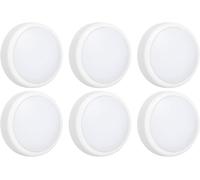 Marco Paul 6 Pack LED Push Lights - Cordless Stick-On Cabinet, Cupboard & Wardrobe Light - Battery Operated LED Wall Light for Shelves, Sheds & Dark Spaces - Under Cabinets Lights for Kitchen Shelves