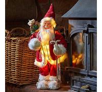 Marco Paul 60cm Red Santa Claus Christmas Decorations - In-lit Battery Operated Soft Plush Standing Santa Figure LED Lights Festive Ornament - Xmas Decoration Indoor Light Up Decoration