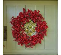 Marco Paul Artificial Luxury Christmas Wreath Hanging Door Decoration Indoor Outdoor Snow Frosted Christmas Baubles Berries Home Decor Durable Traditional Christmas Decorations (60cm Red Berries)