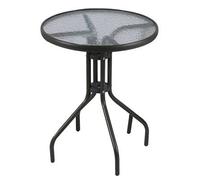 Marco Paul 60cm Round Glass Top Garden Table in Black Marco Paul Black