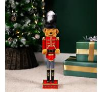 Marco Paul 60cm Traditional Nutcracker Teddy Bear - Luxury Christmas Decorations Festive Figure Nutcracker Ornaments For Christmas Large Wooden Nutcracker