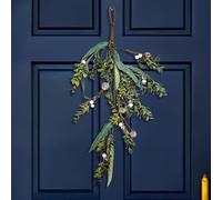 Marco Paul Christmas Swag Alpine Sage & Snowberry Hanging Decoration 62cm Festive Garland Home Decoration Mistletoe Berries Xmas Décor Decorative Wreath Indoor Use Christmas Ornament