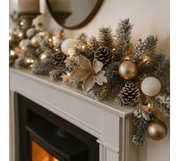 Marco Paul 6ft Artificial Frosted Christmas Garland With Pinecones in Green Marco Paul Green